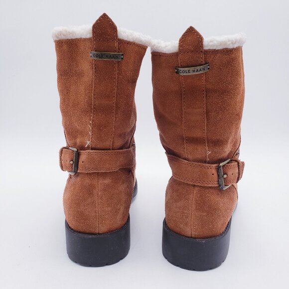 Cole Haan Quiana Bootie Womens Size 8 British Tan Brown Suede Waterpoof Boots - Picture 4 of 10